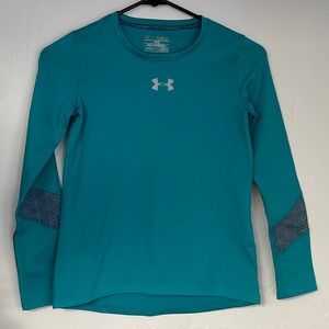 Under Armour Girls Turquoise Long Sleeve Shirt Size Medium